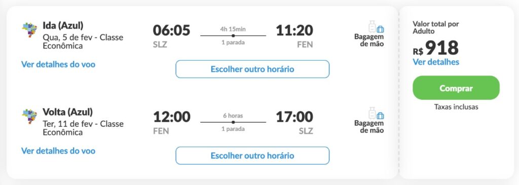 promoção de passagem para fernando de noronha