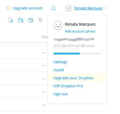 Como não amar minha capacidade do Dropbox?