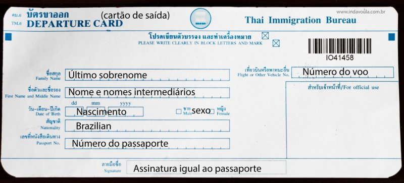 Cartão de imigração da Tailândia - parte 2