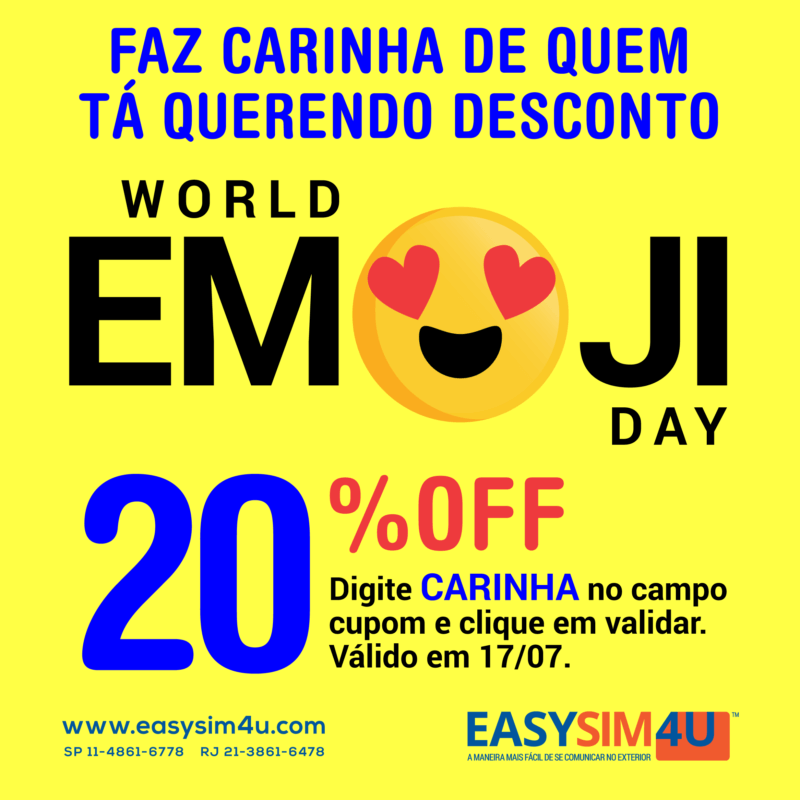 Cupom de desconto EasySim4u: 20 a 30% de desconto no seu chip internacional! Cupom de desconto EasySim4u: 20 a 30% de desconto no seu chip internacional!