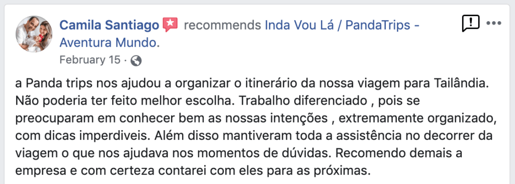 depoimento de roteiros de viagem personalizado