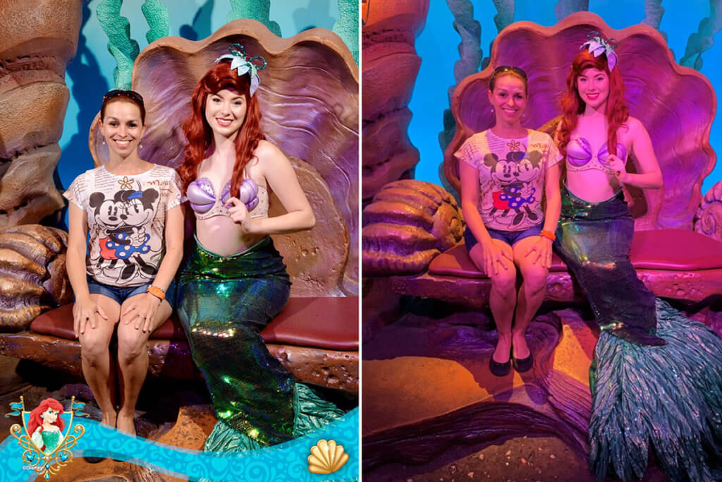 Comparativo de foto com o Memory Maker Disney/ Photopass e Celular