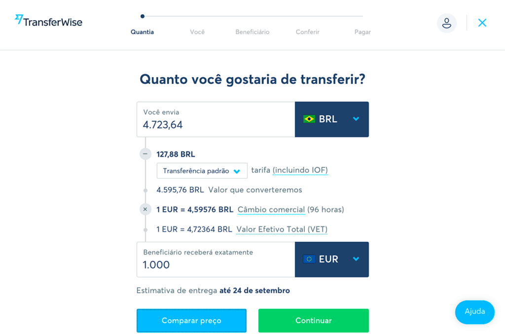 enviar dinheiro para o exterior com o transferwise