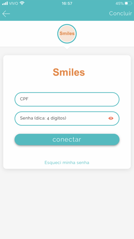 Forneça as informações de login do programa