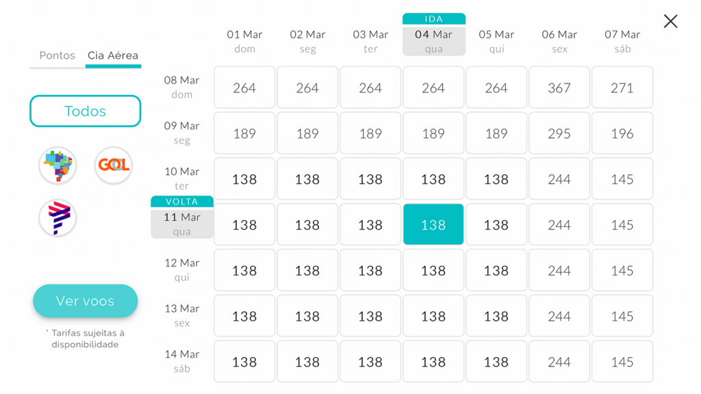 Pesquisa em datas próximas por dinheiro no Oktoplus