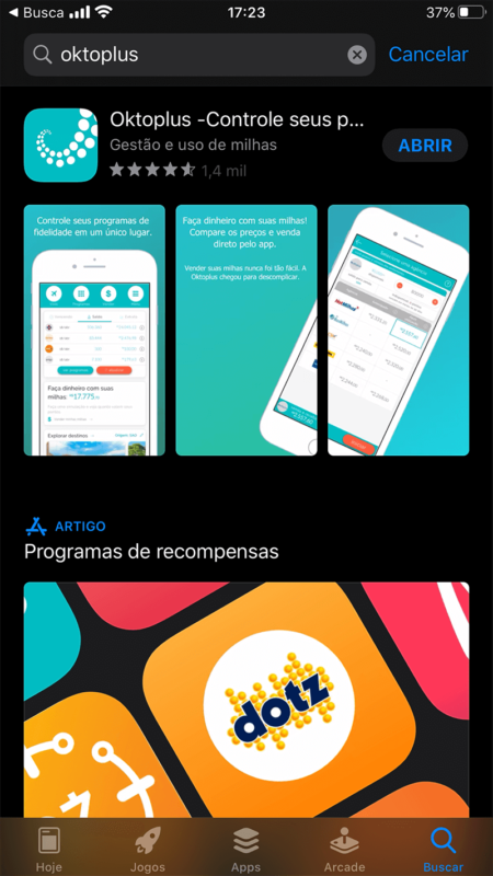 Aplicativo oktoplus no App Store