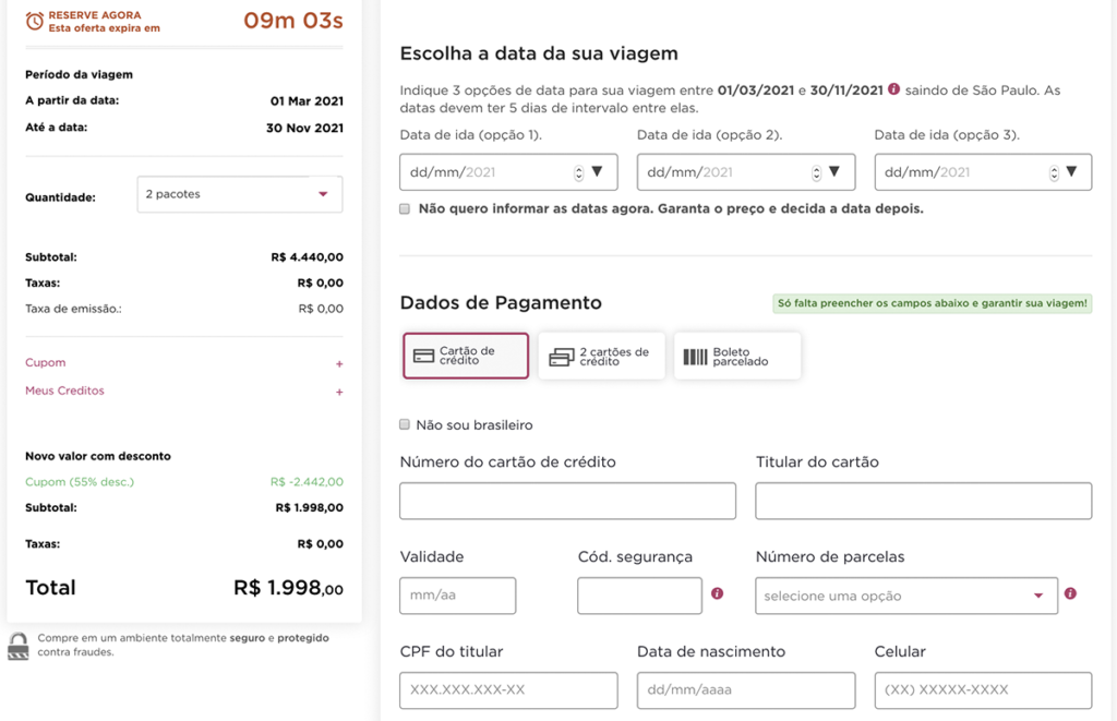 Faça o pagamento com cartão ou boleto