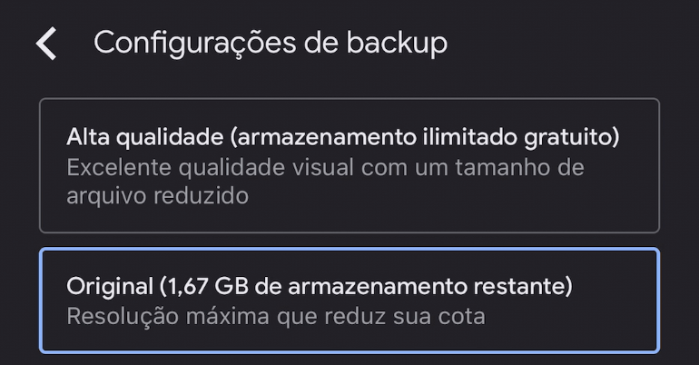 Backup de fotos com o google fotos