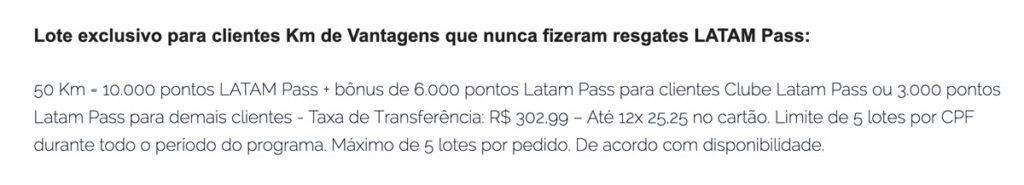 Regras da promoção Km de Vantagens e Latam Pass