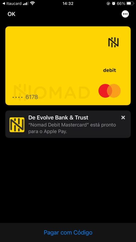 cartao virtual nomad no wallet do apple pay