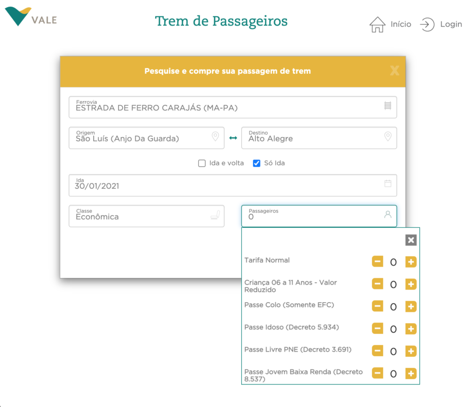 Passo a passo para comprar passagem online do trem de passageitos