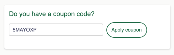 Campo para inserir o coupon code do parque xplor