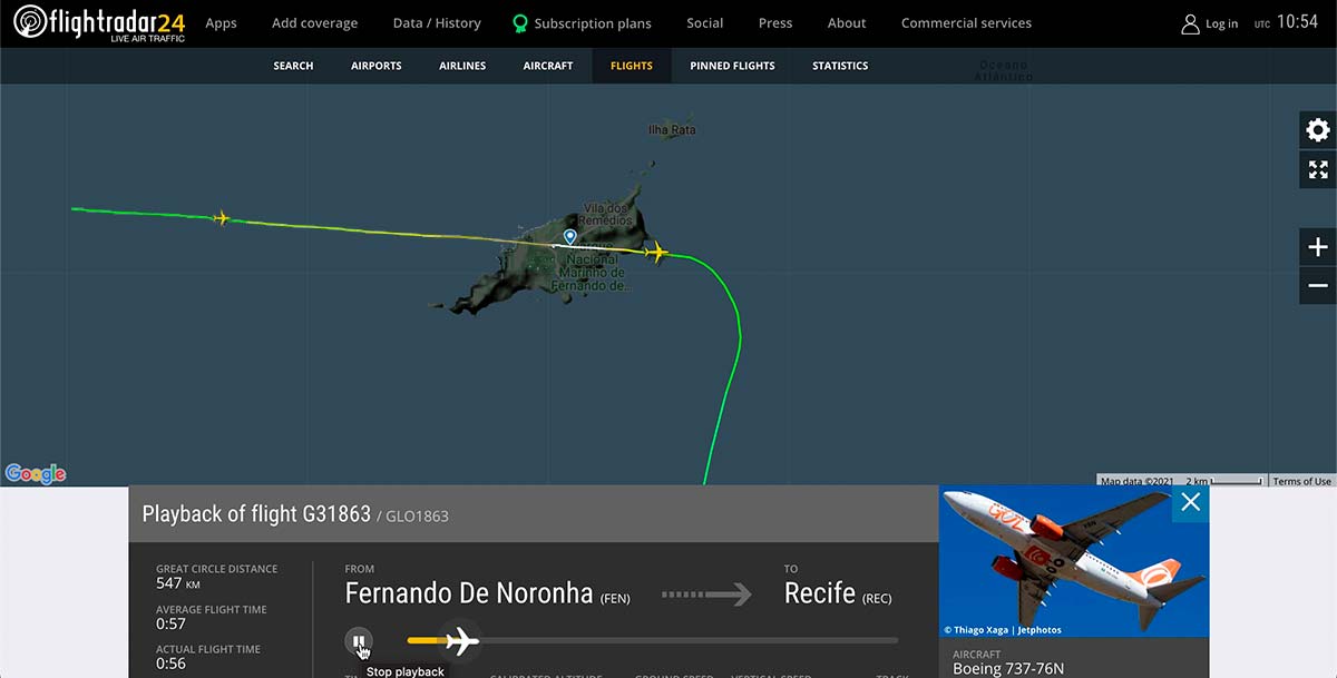 Qual lado sentar no avião para Fernando de Noronha