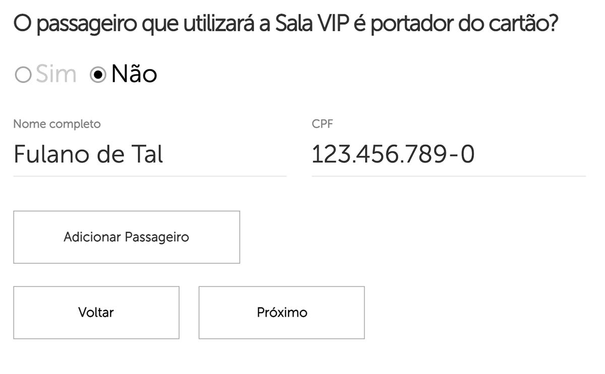 Sala Vip quem é o portador do voucher