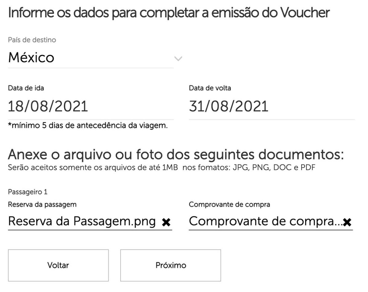 Preenchendo as informações do voo para emissão do voucher lounge key elo nanquim