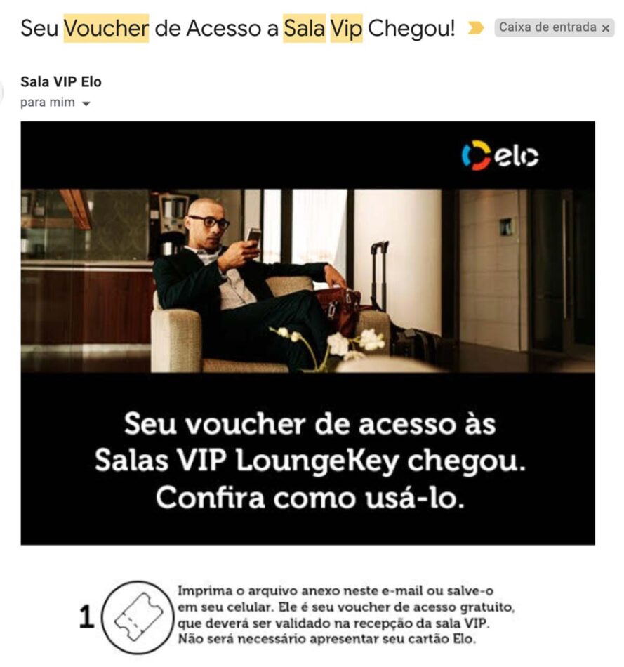 Seu voucher de acesso Lounge Key chegou